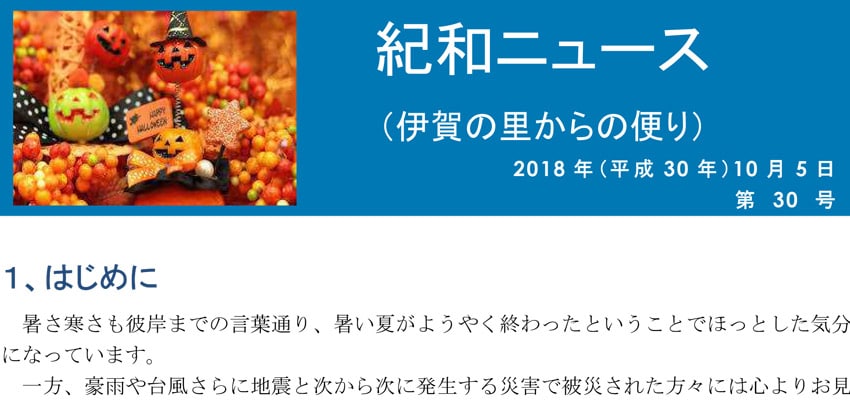 紀和ニュース(第30号)を公開しました